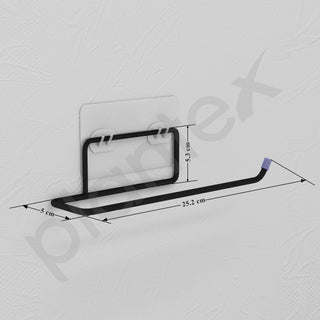 Plantex GI Steel Self Adhesive Towel Holder/Hand Towel Hanger Self Adhesive/Napkin Hanger for Wash Basin/Bathroom Accessories - Black (Pack of 3)