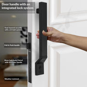 Plantex Door Lock with Handle/15 Inch Door Handle with Lock/Stainless Steel Handle Set for Home/Office/Door Accessories (Pack of 1, Black)