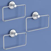 Plantex Stainless Steel Towel Ring for Bathroom/Wash Basin/Napkin-Towel Hanger/Bathroom Accessories (Chrome-Rectangular) - Pack of 3