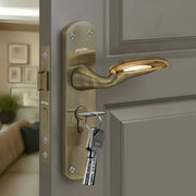 Plantex Heavy-Duty Door Lock/Door Handle Lock set 6-Lever Lock Mechanism/Mortise Lock with 3 Keys, Brass Lockbody & Cylinder (8134 - Brass Antique & PVD Gold)