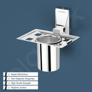 Plantex 304 Grade Stainless Steel Tumbler Holder/Tooth Brush Holder for Bathroom Accessories - Crystal (Chrome)