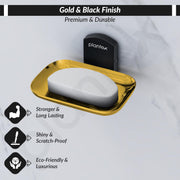 Plantex 304 Grade Stainless Steel Soap Holder for Bathroom/Soap Dish for Washbasin/Soap Stand for Bathroom Wall/Bathroom Accessories - Parv (Gold & Black)