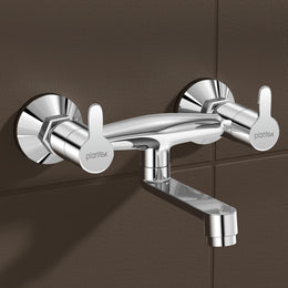 Plantex Non-Telephonic Wall Mixer Tap for Bathroom with Brass Wall Flange and Teflon Tape/Mixer Tap for Bathroom with Water Saving Aerator-(FLO-816, Chrome)
