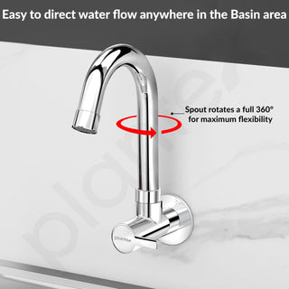 Plantex Sink Taps for Kitchen Basin/Wall Mount Tap for Kitchen Sink with Wall Flange & Teflon Tape/Sink Cock Tap - Pack of 1 (Rio, Chrome)