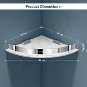 Plantex Bathroom Corner Shelf for Wall Acrylic/Wall Mounted Shelf for Bathroom with Stainless Steel Railings/Wash Room Accessories Items (White, 10x10 inches)