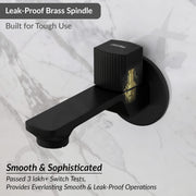Plantex Single Knob Long Body Bib Tap for Bathroom with Water Saving Aerator/Tap for Wash Basin with Brass Spindle/Wall Mount Bib Tap with Wall Flange and Teflon Tape (Black)