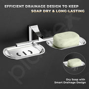 Plantex Dual Soap Holder for Bathroom/Pure Brass Double Soap Dish/soap Stand/Soap Bar/Soap Case/Bathroom Accessories - Pack of 1 (APS-DL-04, Chrome)
