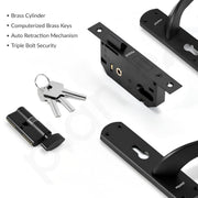 Plantex Heavy-Duty Door Lock Handle Set/ 6-Lever Lock Mechanism with 3 Years of Warranty/Mortise Lock with 3 Keys, Brass Lock Body & Cylinder - (Z-Black)