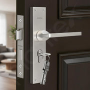 Plantex Stainless Steel Door Lock Handle Set/6-Lever Lock Mechanism with 3 Years of Warranty/Mortise Lock with 3 Keys, Brass Lock Body & Cylinder - (Matt)