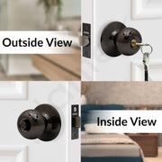 Plantex Stainless Steel Door Lock - Cylindrical Door Lock With 3 Keys/Tubular Door Knob/Lock For Main Door/Bedroom (Glossy Black)