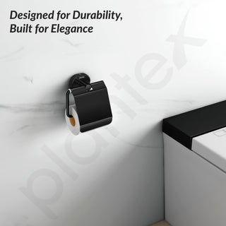 Plantex J4 Stainless Steel Toilet Paper Holder for Bathroom/Tissue Holder for Washroom/Toilet roll Holder for Wall Mounted/Bathroom Accessories (PVD Black Finish) Onix