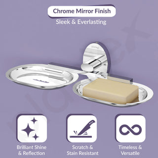 Plantex 304 Grade Stainless Steel Twin Soap Holder Stand for Bathroom and Wash Basin/Bathroom Accessories - Olive (Chrome)