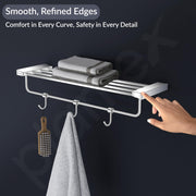 Plantex Smero Pure Brass 24 inch Towel Rack for Bathroom/Towel Stand/Hanger/Towel Holder/Towel Bar/Bathroom Accessories - Arrete (Chrome)