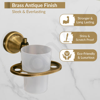 Plantex 304 Grade Stainless Steel Toothbrush Holder/ABS Tumbler Stand for Bathroom and Wash Basin/Bathroom Accessories - Niko (Antique)
