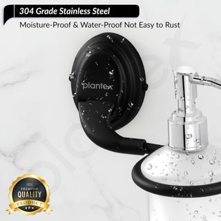 Plantex 304 Grade Stainless Steel Handwash Holder for Wash Basin Liquid Soap Dispenser Bathroom Accessories - Cubic (Black)