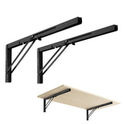 Plantex 24 Inch Foldable Shelf Bracket/GI Steel Multipurpose Bracket/L Bracket/Space Saving Bracket for Wall/Folding Table Bracket for Home & Office (Pair of 1, Black)