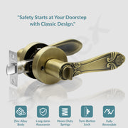 Plantex Heavy-Duty Door Bathroom Door Lock/Mortise Keyless Handle Set for Home/Bathroom/Balcony/Store Room - (DTM-628, Brass Antique)