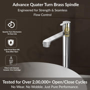 Plantex Pure Brass High Neck Pillar Tap for Wash Basin with Teflon Tape/Tabletop Wash Basin Tap/Pillar Cock with 7 Year Warranty (FLO-804-Mirror Chrome)