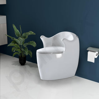 Plantex Imported Ceramic Floor Mounted Western Rim Commode for Toilet with Soft Closing Seat - S Trap Outlet (White)