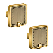 Plantex Knobs for Drawers/Drawer Knobs/Square Knob for Cabinets/Pull-Push Knob for Kitchen/Bedroom/Drawer - Pack of 2 (Brass Antique & Gold)