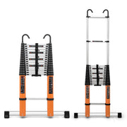Plantex 6.2m (20.5 ft.) Aluminium Telescopic Ladder/16-Step Portable Ladder with Removable Hooks/Foldable Multipurpose Collapsible Ladder for Home & Outdoor Use/2 Year of Warranty By Plantex-(Orange)