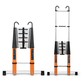 Plantex 6.2m (20.5 ft.) Aluminium Telescopic Ladder/16-Step Portable Ladder with Removable Hooks/Foldable Multipurpose Collapsible Ladder for Home & Outdoor Use/2 Year of Warranty By Plantex-(Orange)