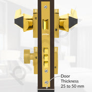 Plantex Main Door Locks for Home/Premium Mortise Lock for Door with 3 Years of Warranty by Plantex/Main Door Lock Set (Gold & Black)