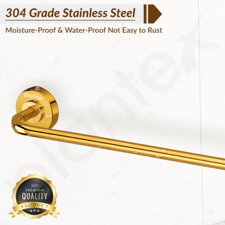 Plantex 304 Grade Stainless Steel 24 inch Single Towel Rod for Bathroom/Towel Stand/Hanger/Bathroom Accessories Pack of 1, Daizy (Golden)