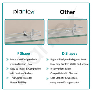Plantex Multipurpose Transparent Glass Shelf for Bathroom/Living Room Wall Mount - Bathroom Accessories (Polished - 15x6 Inches - Pack of 1)