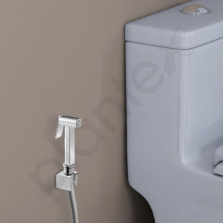 Plantex Pure Brass D-Shape Health Faucet Set/Jet Spray for Toilet with 1.20-Meter Hose Pipe for Toilet & Wall Hook-(Chrome Finish)