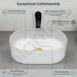 Plantex Table Top Wash Basin For Bathroom/Designer Ceramic Basin/Countertop Vessel Sink Basin - Indo-European Collection (White)