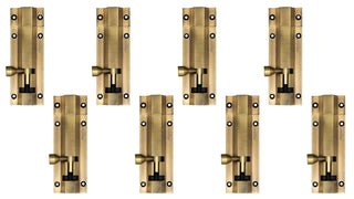 Plantex Heavy Duty 4-inch Joint-Less Tower Bolt for Wooden and PVC Doors for Home Main Door/Bathroom/Windows/Wardrobe - Pack of 8 (704, Brass Antique)