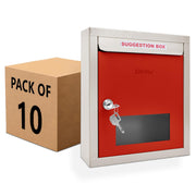 Plantex All in 1 Multipurpose Letter Box/Suggestion Box/Complaint Box/Donation Box with Lock - Pack of 10 (Red & Ivory)