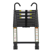 Plantex 2.6m (8.5 ft.) Portable and Compact Aluminium Telescopic Ladder with Removable Hooks/Foldable Multipurpose Ladder for Home & Outdoor Use/2 Years of Warranty By Plantex/EN131 Certified-(Black)