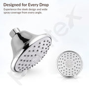 Plantex 4 Inch ABS Shower Head for Bathroom/3-Mode Round Head Shower for Bathroom/High Pressure Overhead Shower - (Chrome)