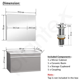 Plantex Vanity for Bathroom/Rectangle Cabinet with Wash Basin and Mirror/Bathroom Organizer for Home - (NZBC-08)