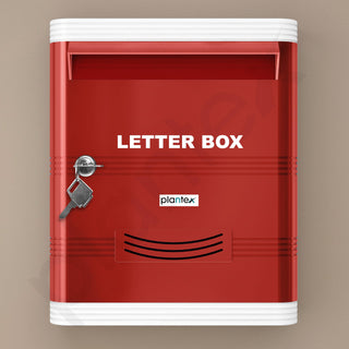 Plantex Durable Plastic Letter Box/Suggestion Box for Office/Letter Box for Home gate with Key Lock/Complaint Box/Mail Box - (Red & White), Wall Mounted