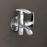 Plantex Two Way Tap for Washing Machine with Water Saving Aerator/2 in 1 Bibcock Water Tap for Bathroom with Brass Spindle and Wall Flange/Bathroom Tap-(SMR-1265-Chrome)