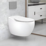 Plantex Ceramic Rimless Wall Hung Commode/Western Commode for Toilet/Rimless Washdown Flush with  Soft Closing Toilet Seat Cover - P Trap Outlet (1181,White Glossy)