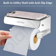 Plantex Platinum Stainless Steel 304 Grade Toilet Paper Holder/Toilet Paper Roll Holder with Mobile Stand/Toilet Paper Roll Holder Stand/Bathroom Accessories (Chrome)