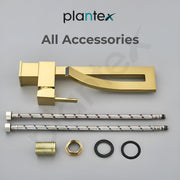 Plantex Pure Brass Wash Basin Tap/Pillar Tap for Wash Basin/Sink Tap for Kitchen Basin with Hot and Cold Connection Pipes -(Gold)