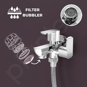 Plantex Two Way Tap/2 in 1 Bib Cock Water Tap/Wash Basin Tap for Home with Wall Flange & Teflon Tape/Bathroom Accessories-(CRM-1285-Chrome)
