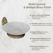 Plantex Smero Pure Brass Glass Soap Holder for Bathroom & Kitchen/Soap Stand/Case/Dish/Bathroom Accessories - Contrive (Rich Antique)