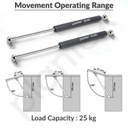 Plantex 12 Inch Hydraulic Gas Spring Stay Strut Pneumatic Lift Support with Cover/Cabinet Hinges Support/Capacity 25 KGS (250 N) - Pair of 1 (2 Pcs) (Silver)