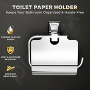 Plantex Paper Holder for Bathroom/Pure Brass Toilet Paper Holder With Lid/Tissue Paper Roll Holder/Bathroom Accessories - Pack of 1 (APS-DL-21, Chrome)