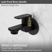 Plantex Single Lever Water Tap for Bathroom with Water-Saving Aerator/Wall Mount Bib Cock with Wall Flange and Teflon Tape/Brass Spindle Bib Tap for Home (Saga-Black)