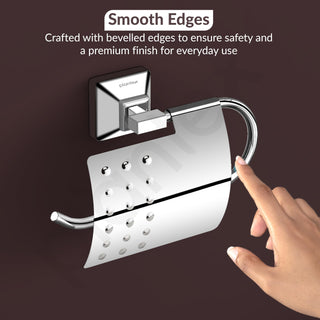 Plantex 304 Grade Stainless Steel Toilet Paper Roll Holder/Toilet Paper Holder/Tissue Paper Roll Holder for Bathroom Accessories - Squaro (Chrome)