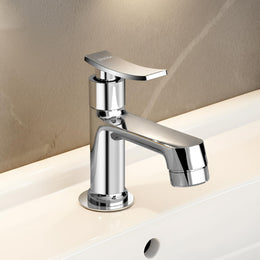 Plantex Pillar Cock Water Tap/Pure Brass Pillar Cock for Wash Basin with Teflon Tape/Single Lever Tabletop Basin Tap - (Star, Chrome)