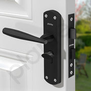 Plantex Heavy-Duty Door Lock/Door Handle Set with 3 Years of Warranty/Mortise Lock with 3 Keys, Brass Lockbody & Cylinder (8135 - Z-Black)