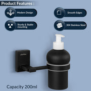 Plantex 304 Grade Stainless Steel Wash Basin Hand Wash Holder and Dispenser for Liquid Soap for Bathroom Accessories - Senso (Black)
